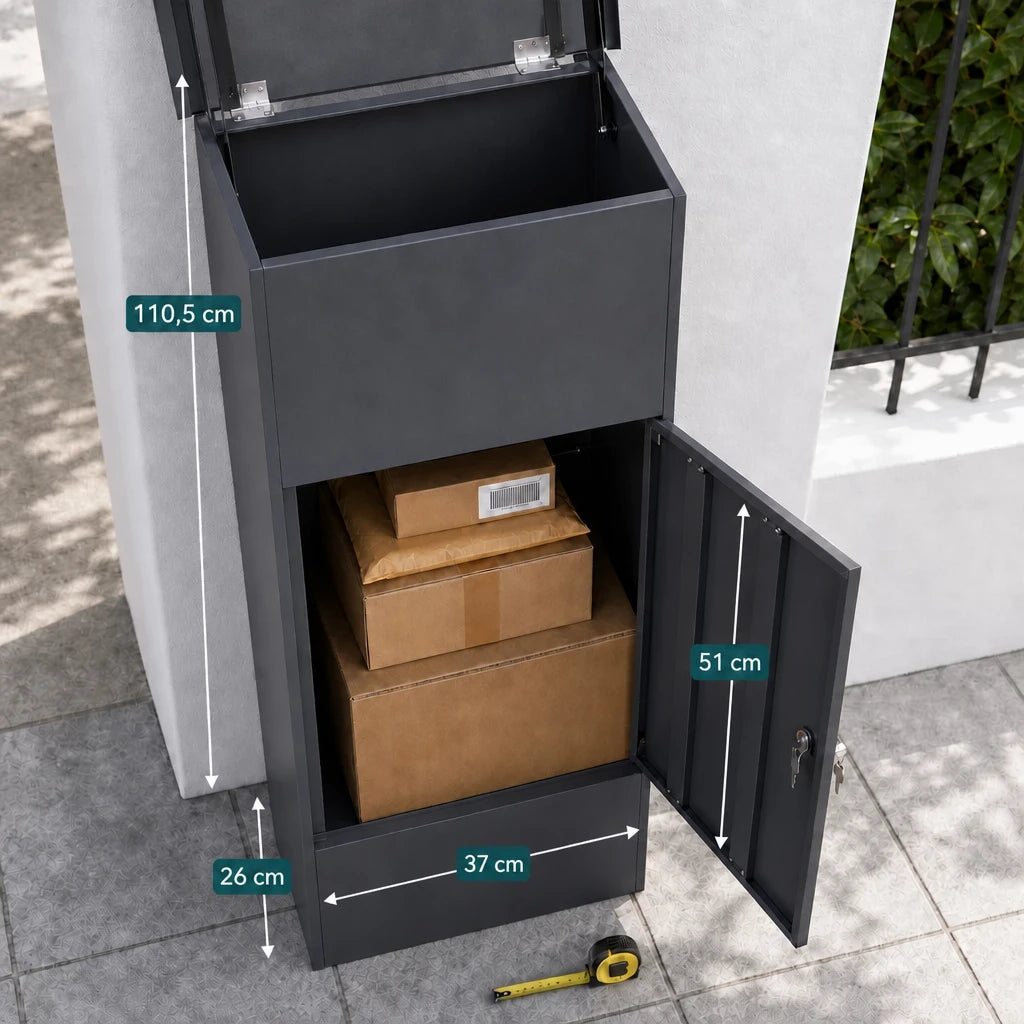 Boîte à colis anthracite 44,5 × 29 × 110,5 cm | Colivance