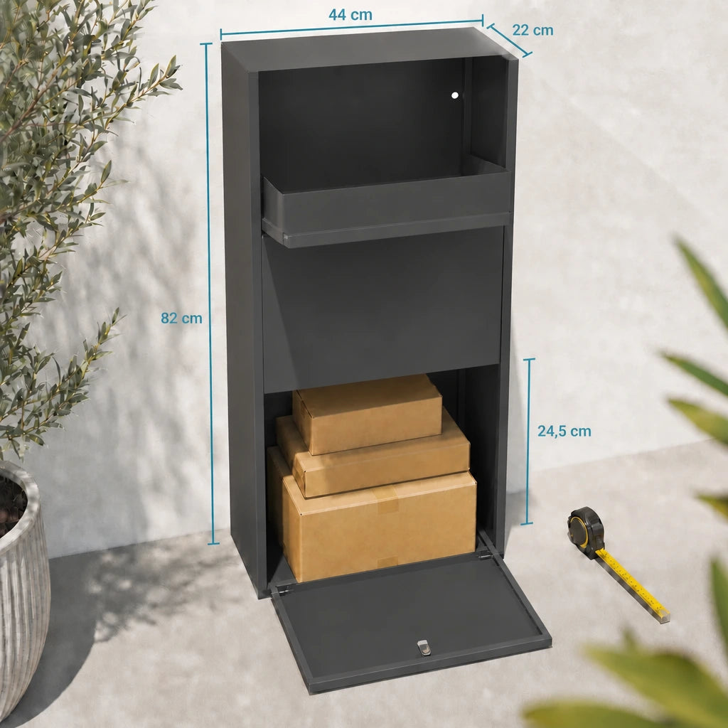Boîte à colis anthracite 44 × 22 × 82 cm | Colivance